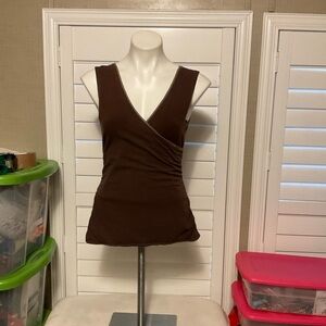 Elegant Brown Wrap Tank Top
